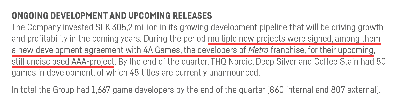 Klik pro zvětšení (THQ Nordic kúpilo Piranha Bytes a zároveň pripravuje nový projekt s 4A Games)
