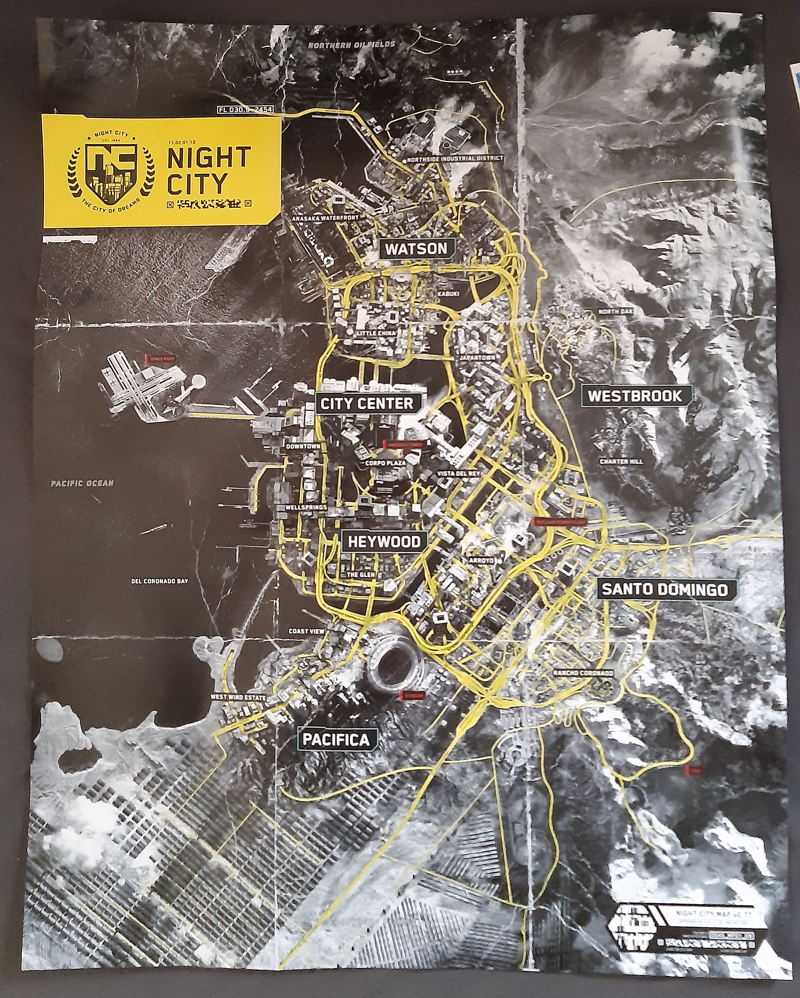 Klik pro zvětšení (Mapa Night City konečne zverejnená)