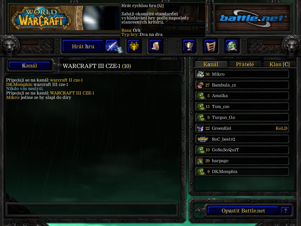 Klik pro zvětšení (Jak na Warcraft III přes Battle.net - díl 1.)