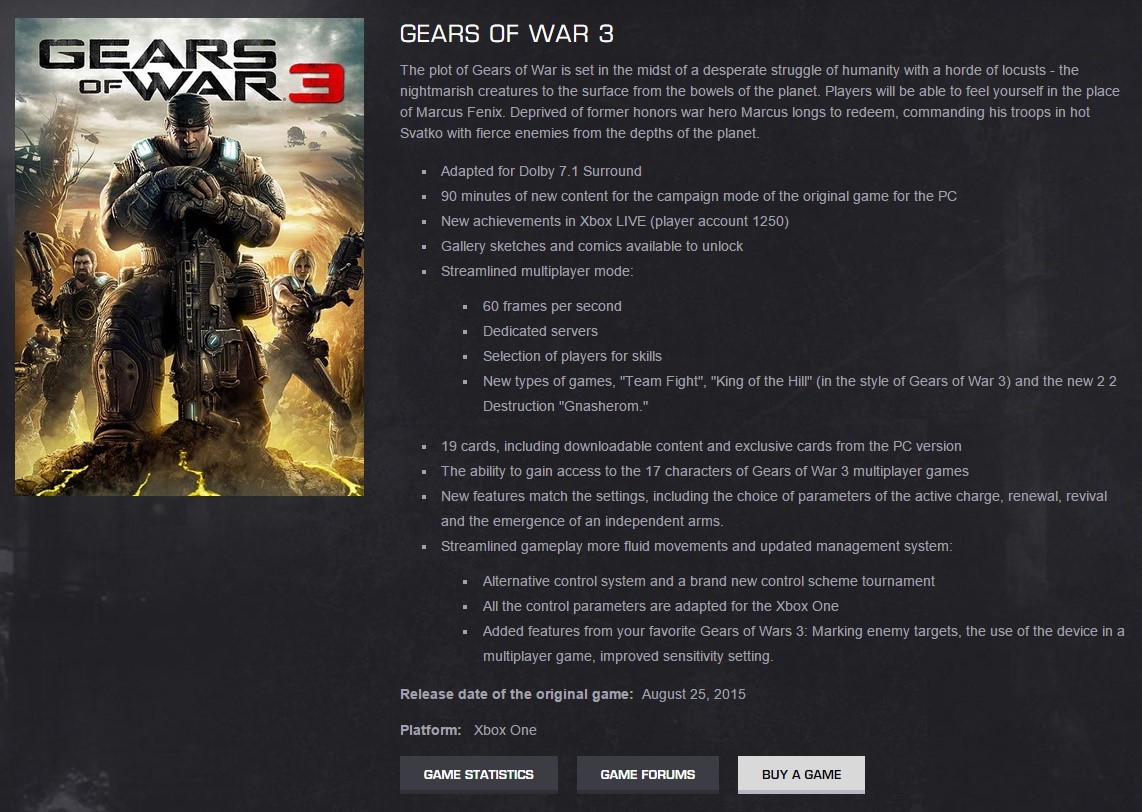 Klik pro zvětšení (Gears of War 3 na XONE)