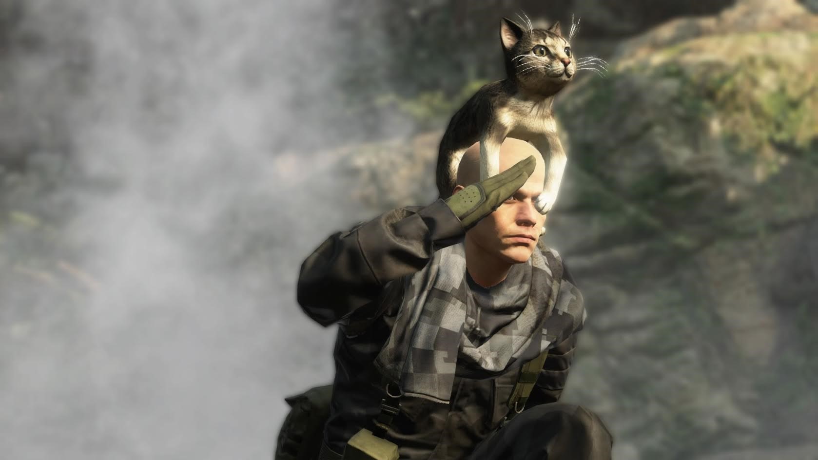 Klik pro zvětšení (V Metal Gear Online můžete na hlavě nosit kočku)