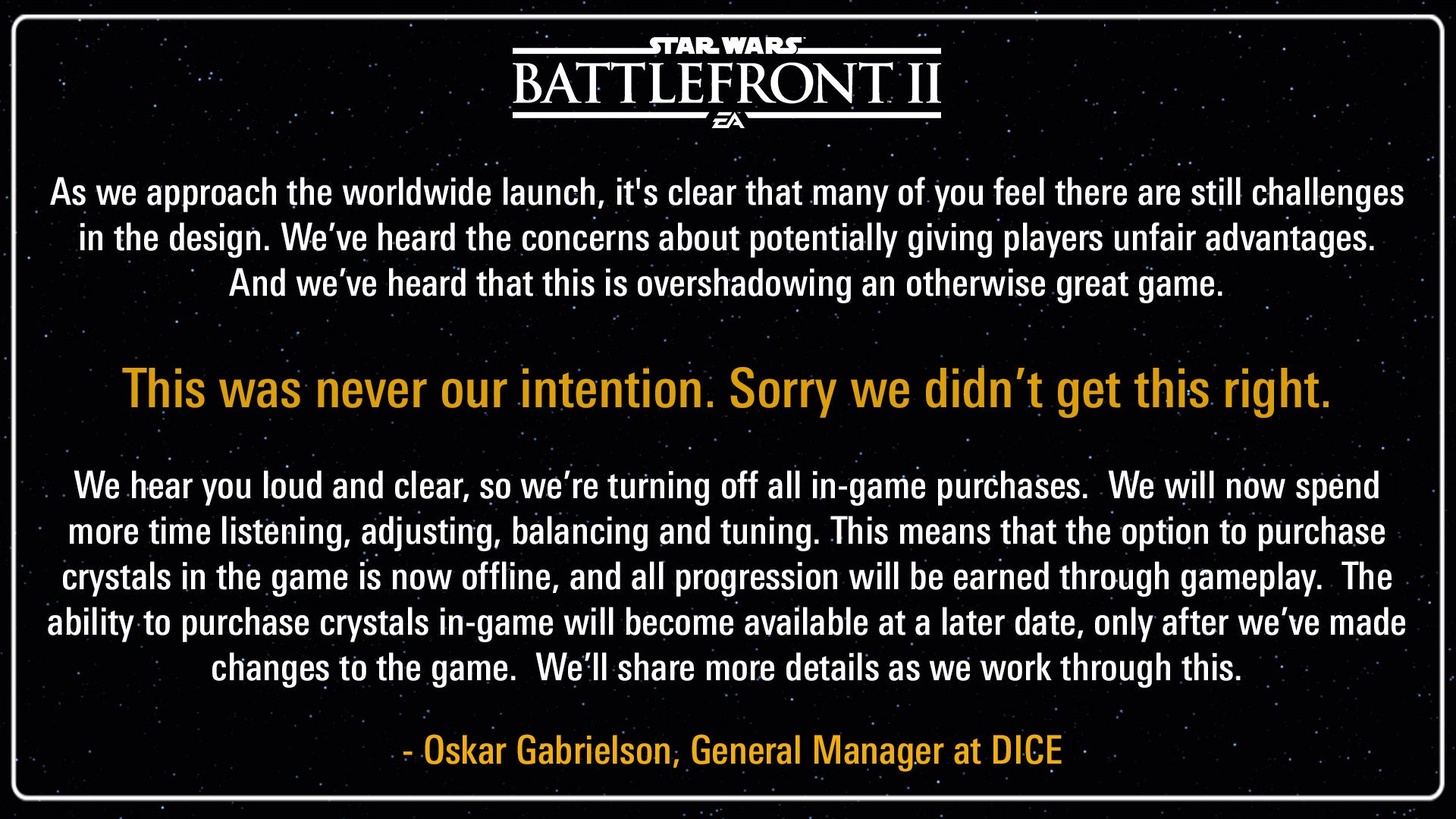 Klik pro zvětšení (DICE deaktivovalo mikrotransakce v Battlefront 2!)