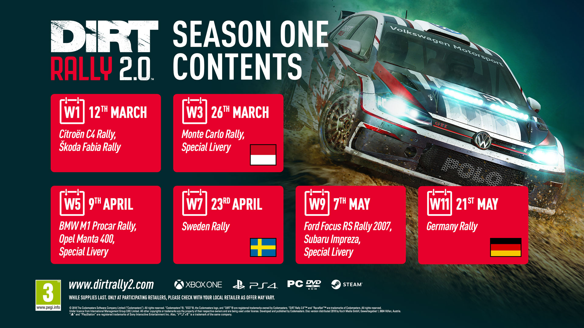 Klik pro zvětšení (DiRT Rally 2.0 nabídne hned dvě Škodovky, sledujte launch trailer)