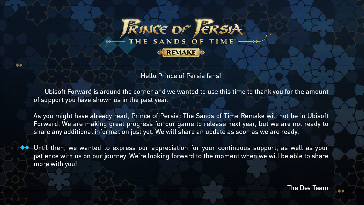 Klik pro zvětšení (Remake Prince of Persia: The Sands of Time bol odsunutý na rok 2022)
