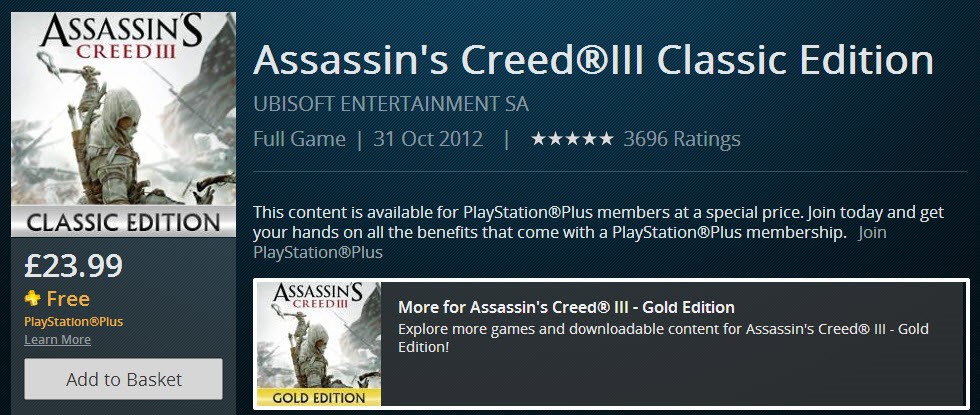 Klik pro zvětšení (Assassin’s Creed 3 na PS Plus zdarma!)