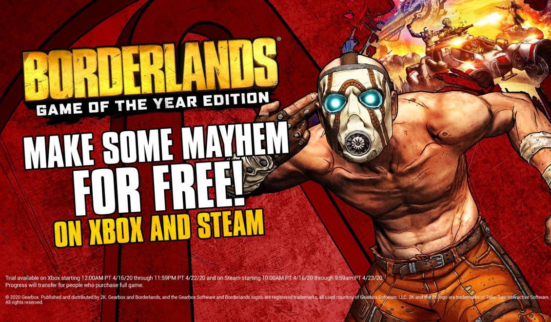 Sťahujte zadarmo Borderlands: GOTY pre Steam a Xbox One